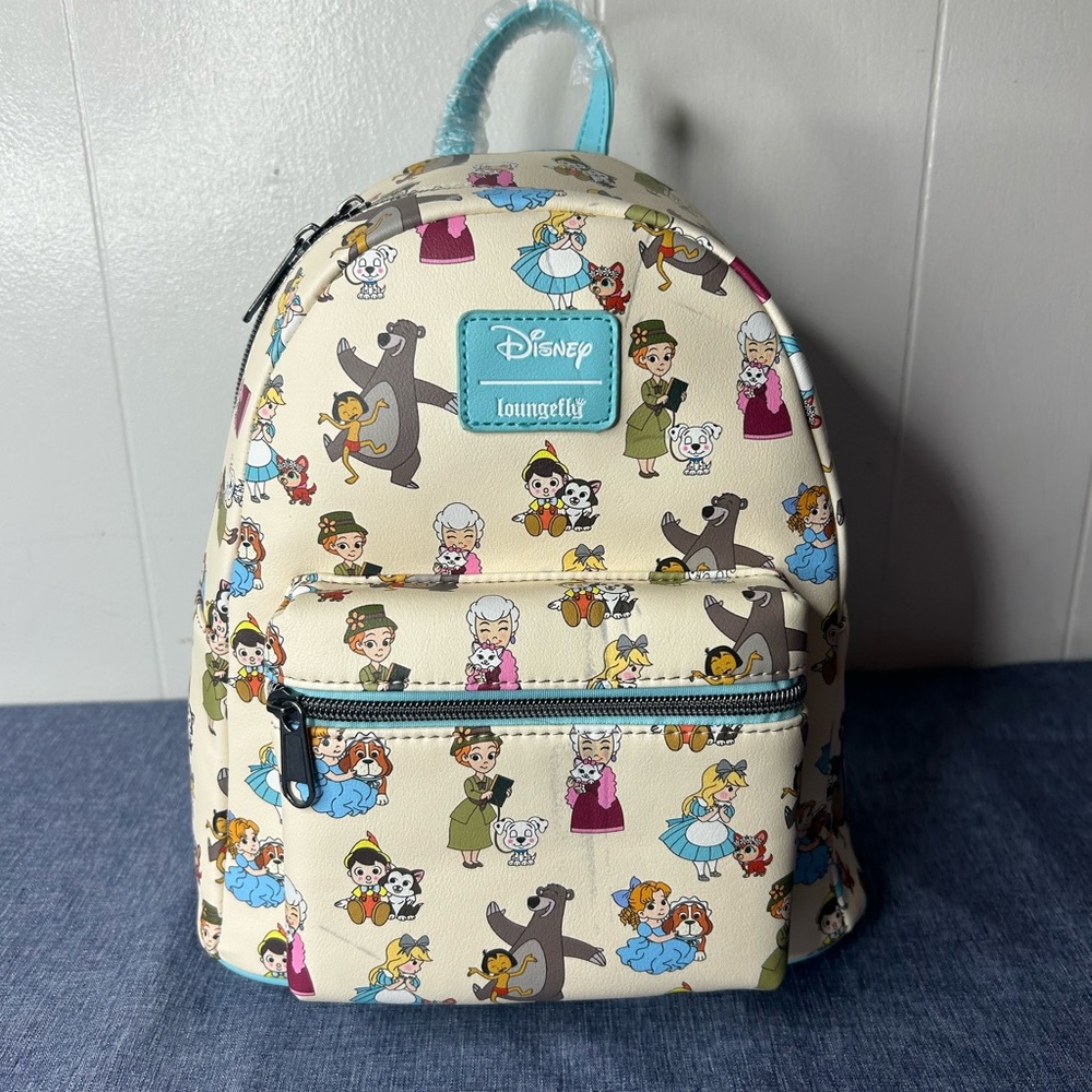 Loungefly Disney Backpack - Cream with Multicolor Characters